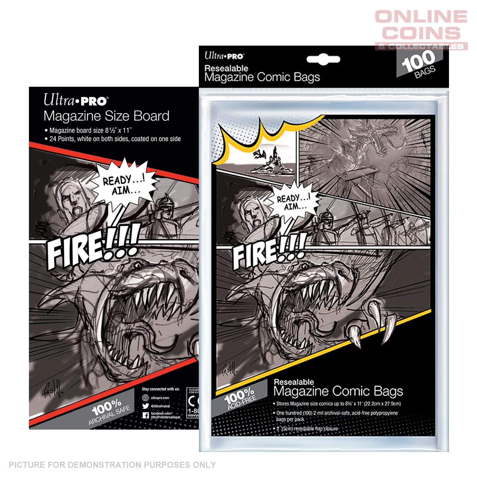 COMIC COMBO - ULTRA PRO - RESEALABLE MAGAZINE Size Comic Bags & Backing Boards x 100